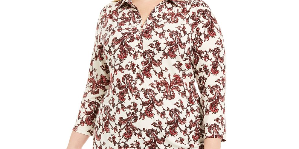 चार्टर क्लब महिला प्लस पोलो स्टाइल शर्ट सफेद साइज़ -3XL