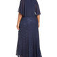 R & M Richards Women's Plus Capelet Gown Black Size 2