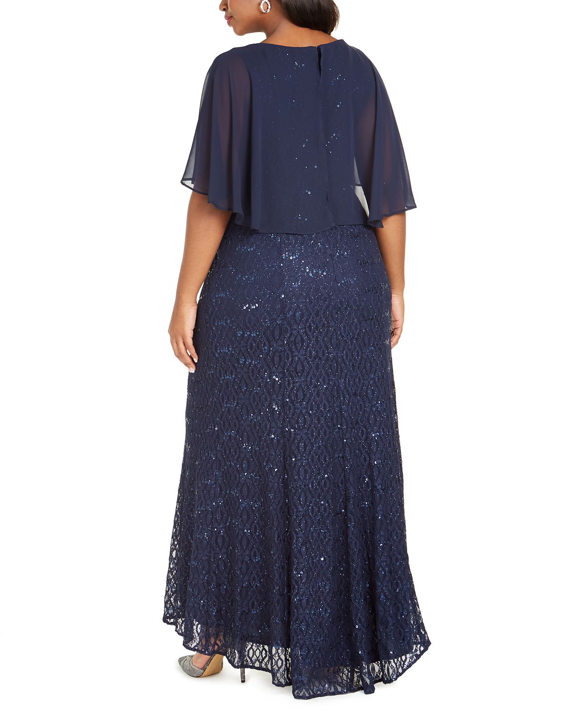 R & M Richards Women's Plus Capelet Gown Black Size 2