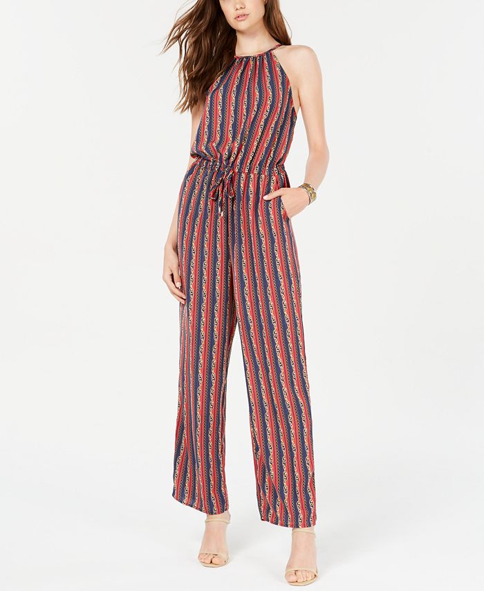 Be Bop Women's Sleeveless Halter Jumpsuit Red Size Small