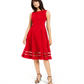 Calvin Klein Women's Illusion Trim Fit Flare Dress Red Size 14