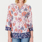 Charter Club Women's Petite Double-Floral Printed Tunic  White Size Petite M