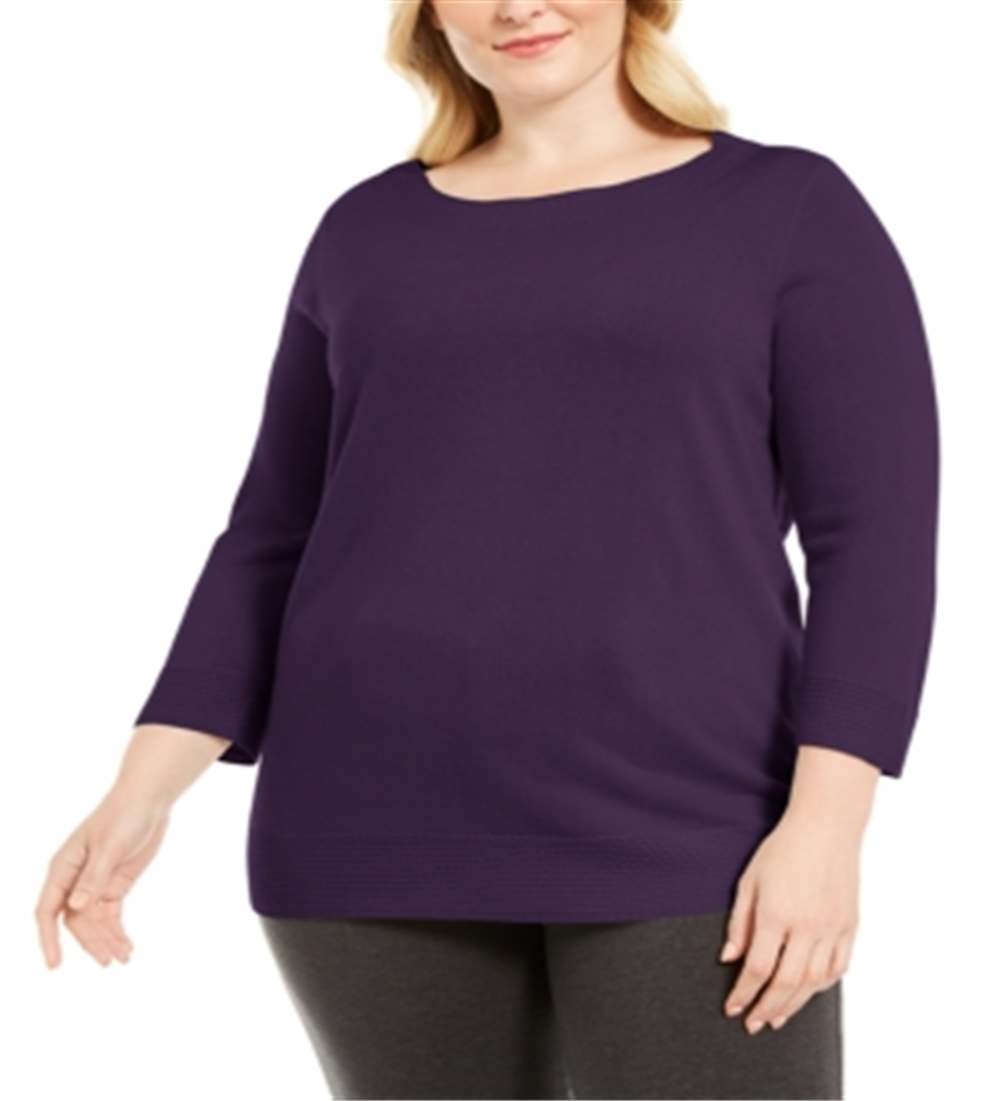 Karen Scott Women's Ballet Neckline Sweater Purple Size 0X