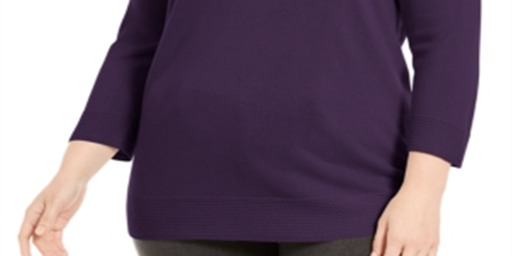 Karen Scott Women's Ballet Neckline Sweater Purple Size 0X