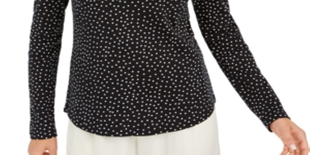 Charter Club Women's Pima Cotton Mock Neck Top Black Size X-Small