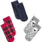First Impressions Baby Plaid / Grid / Bear 3 Pair Socks Red Size 12-24