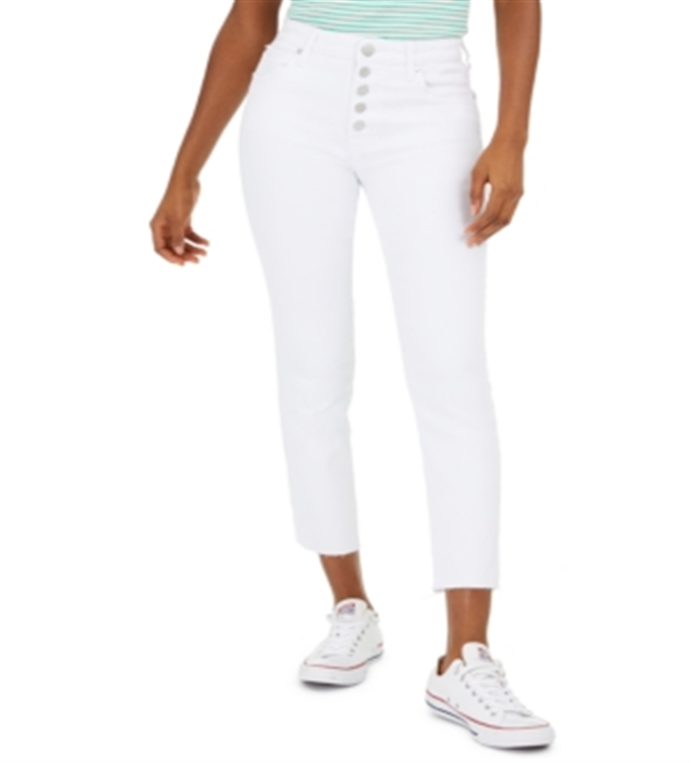 Greene St. Denim Women's Button-Fly Straight-Leg Jeans White Size 31