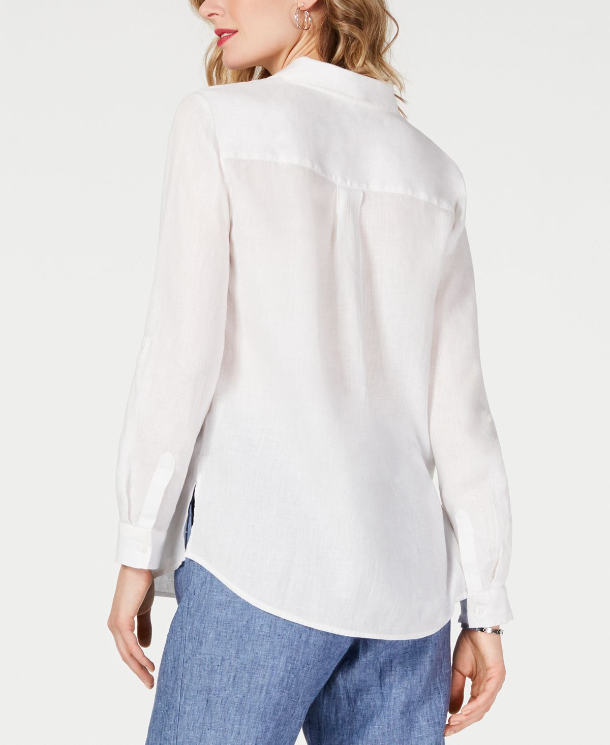 Charter Club Women's Linen Shirt Blue Size X-Large