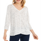Style & Co Women's V Neck Top White Size X-Large