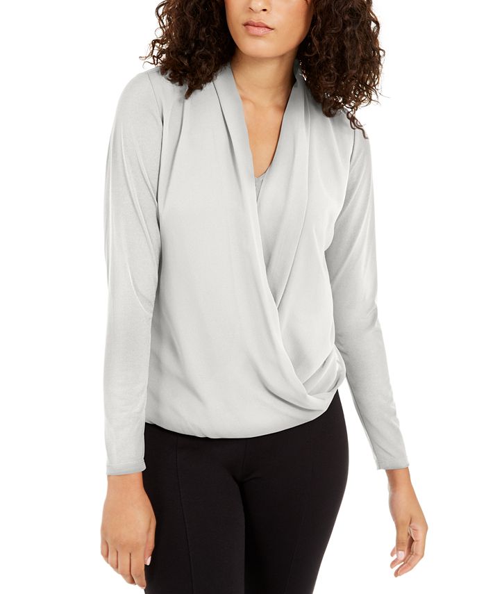 Alfani Women's Surplice Top -White Size Petite S/M