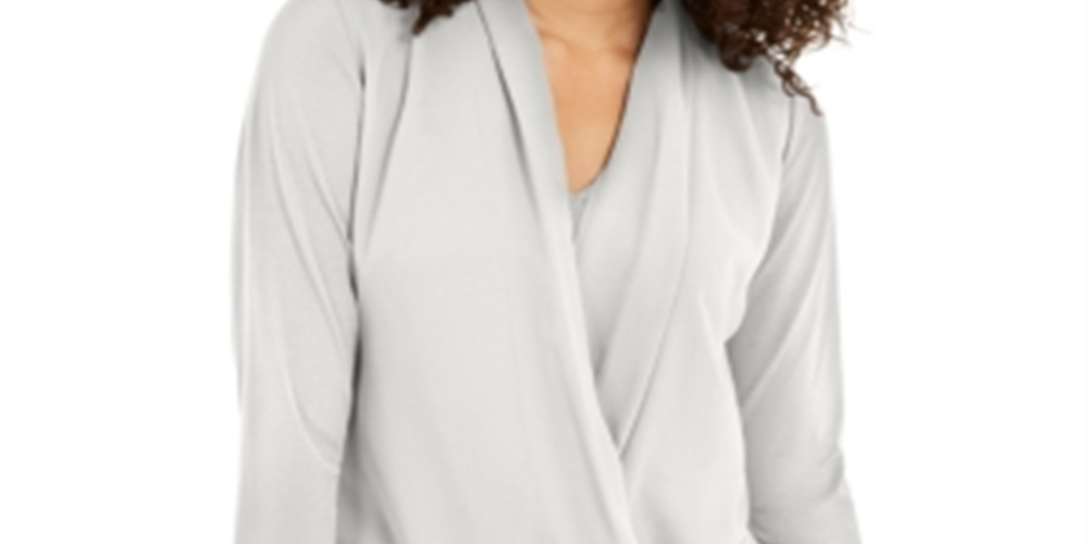 Alfani Women's Surplice Top -White Size Petite S/M