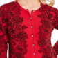 Karen Scott Women's Lace Trails Cardigan Red Size Petite