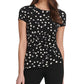 DKNY Women's Dot Print Side Knot Top Gray Size Medium