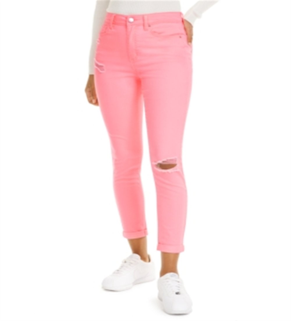 Tinseltown Junior's Neon Wash Skinny Jeans Pink Size 1