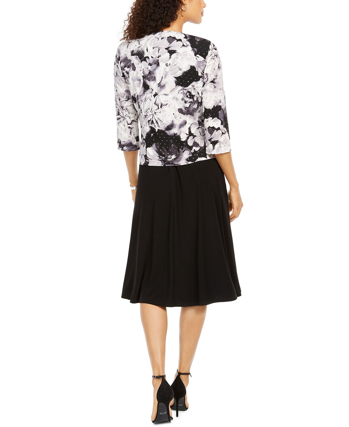 Jessica Howard Women's Floral Dress & Jacket Black Size 12