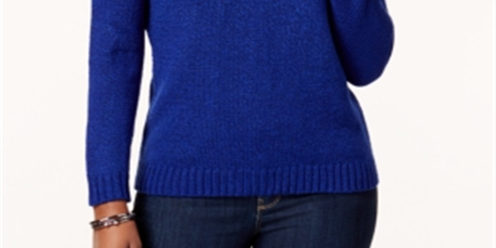 Karen Scott Women's Marled Button Sweater Blue Size Medium