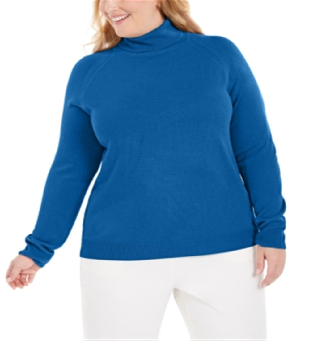 Karen Scott Women's Plus Size Turtleneck Luxsoft S Deep Pacific Size  0X