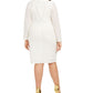 Vince Camuto Women's Plus Sequined Bodycon Dress White Size 16W