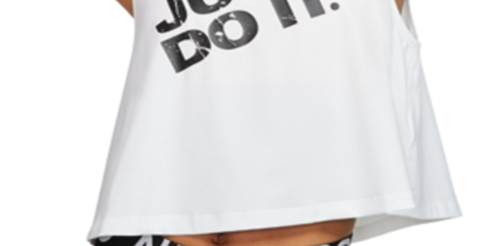 Nike Women's Logo Graphic Sleeveless Crew Neck Tank Top  White Size Small