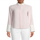 Anne Klein Women's Long Sleeve Stripe CDC Oxford Top White Size XS