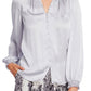 Vince Camuto Women's Smocked Office Blouse Silver Size -XS