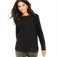 INC International Concepts Women's Solid Shirttail Pullover Sweater Black Size Large