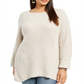Style & Co Women's Plus Pointelle Trim Sweater Brown Size 0X