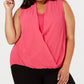 Alfani Women's Surplice V Neck Shell Pink Size 3X