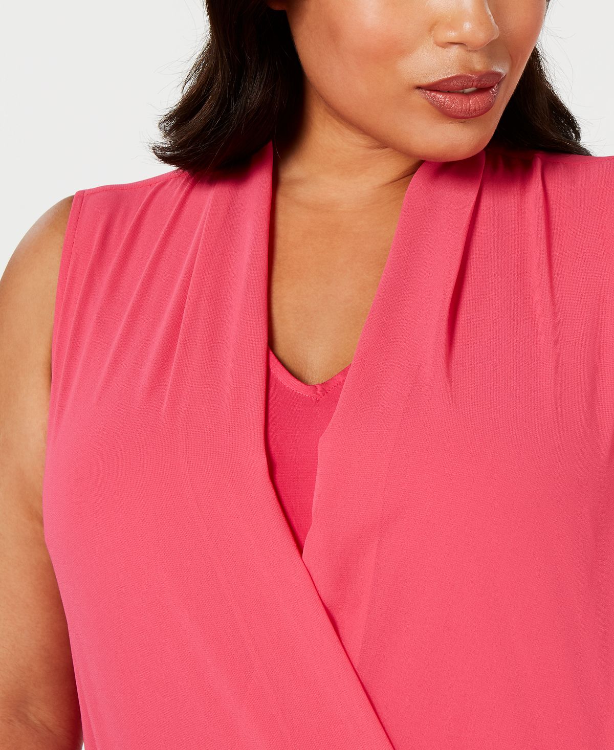 Alfani Women's Surplice V Neck Shell Pink Size 3X