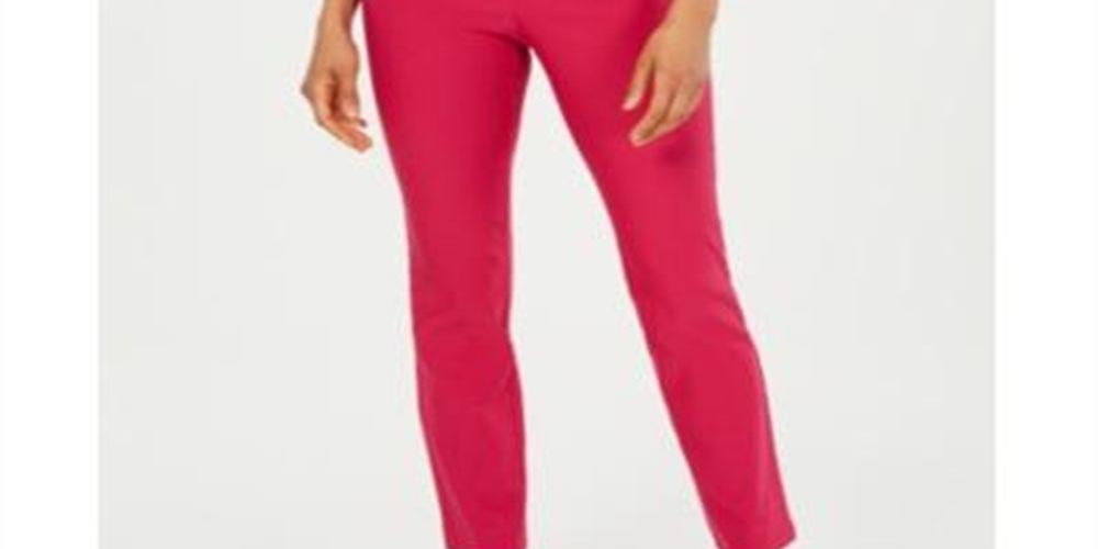 Charter Club Women's Cambridge Skinny Pull on Tummy Control Pants Pink Size 6