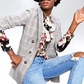 Bar III Women's Open Front Plaid Blazer Gray Size Medium