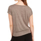 BCX Junior's Lattice Sleeve Top Brown Size Medium