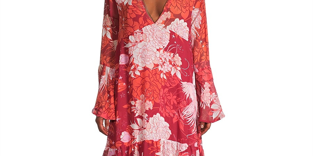 Free People Women's Moroccan Roll Floral Maxi Dress Red Size Small