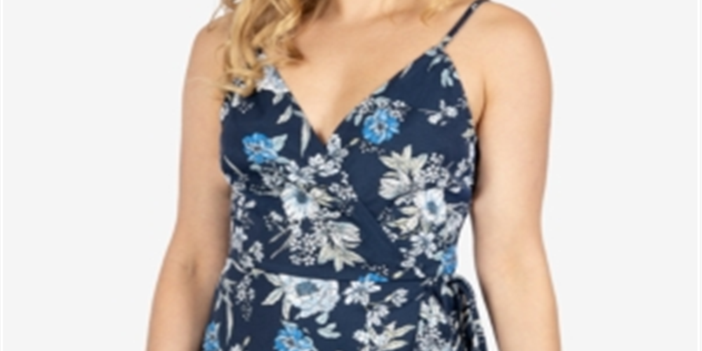 Speechless Junior's Floral Faux Wrap Dress Navy Size 2XS