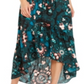 INC International Concepts Women's Printed Short Sleeve V Neck Maxi Hi Lo Dress Green Size 4