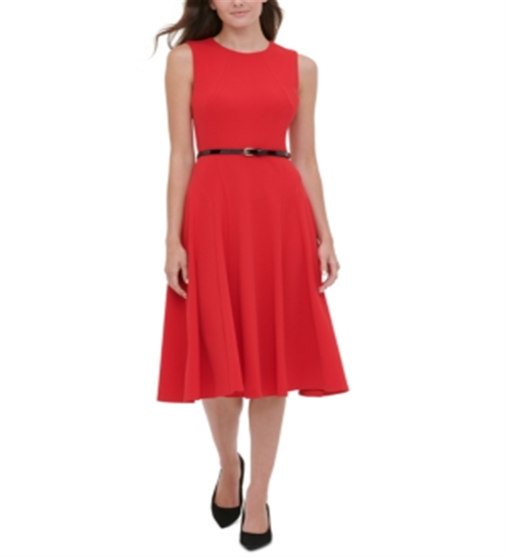 Tommy Hilfiger Women's  Sleeveless MIDI Shirt Dress Dress Red Size 10