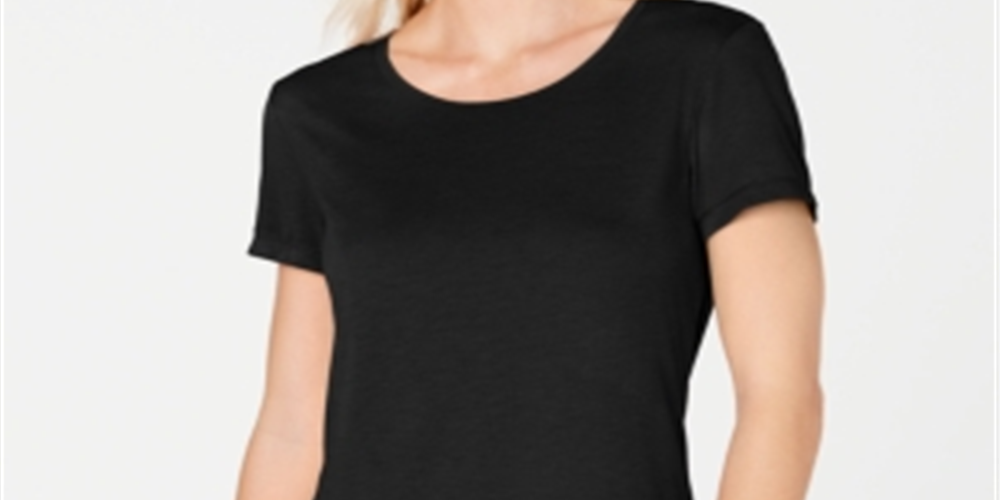 Ideology Women's Split Back Casual T-Shirt Black Size XXL