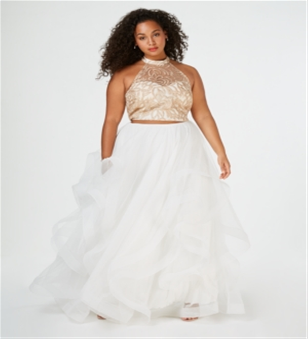 Say Yes to the Prom Women's Crop Top Prom Top Plus Brown Size 18W