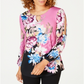 JM Collection Women's Split Sleeve Keyhole Tunic Pink Size Petite XL