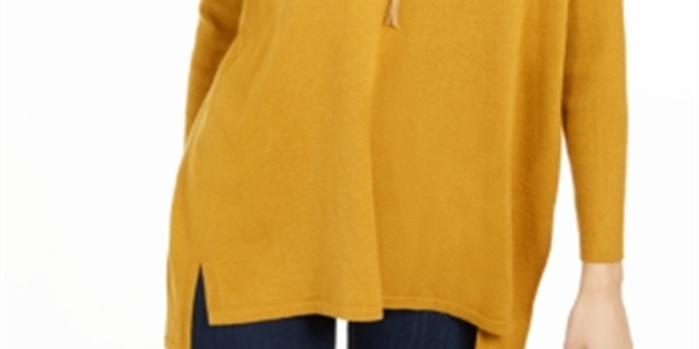Style & Co Women's V Neck Tunic Sweater Yellow Size Small