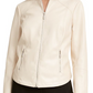 Alfani Women's Faux Leather Moto Jacket White Size L
