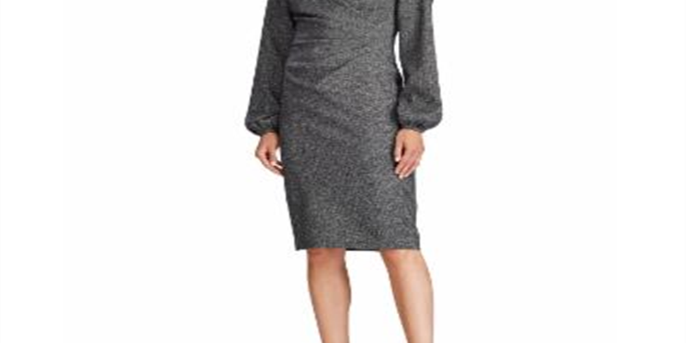 Ralph Lauren Women's Pleated Tweed Dress Black Size 12
