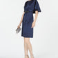 Adrianna Papell Women's Embellished Cape a Line Dress Silver Size 16