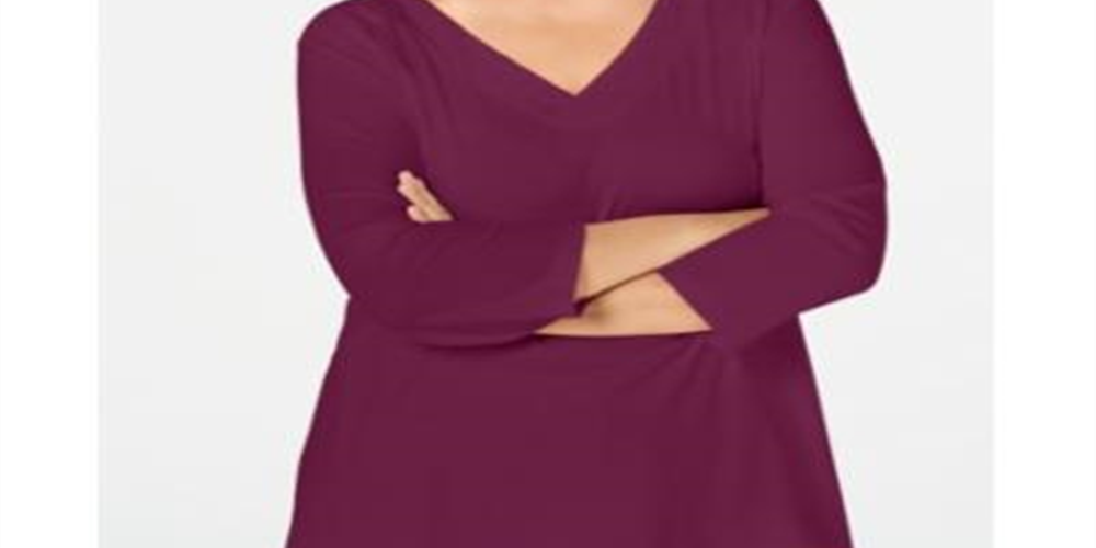 Karen Scott Women's Cotton Eyelet Pullover Top Purple Size 0X
