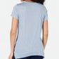 Style & Co Women's Graphic Print Handkerchief Hem T-Shirt Blue Size Petite