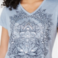 Style & Co Women's Graphic Print Handkerchief Hem T-Shirt Blue Size Petite