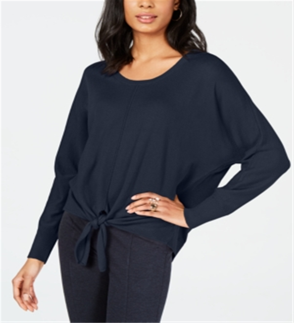 Style & Co Women's Tie Hem Sweater Blue Size S