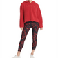 DKNY Women's Sherpa Fleece with Logo Hoodie Red Size Small