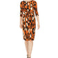 MSK Women's Leopard Print Tie Front Dress Orange Size Petite M