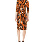 MSK Women's Leopard Print Tie Front Dress Orange Size Petite M